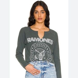 Daydreamer x Free People Ramones Crest Notch Neck Thermal Long Sleeve